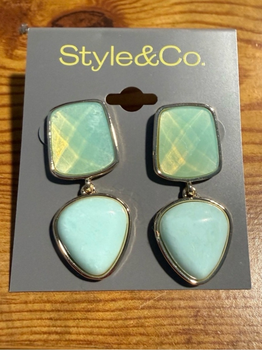 Style & Co. Aqua Double-Drop Earrings in Mint-Turquoise